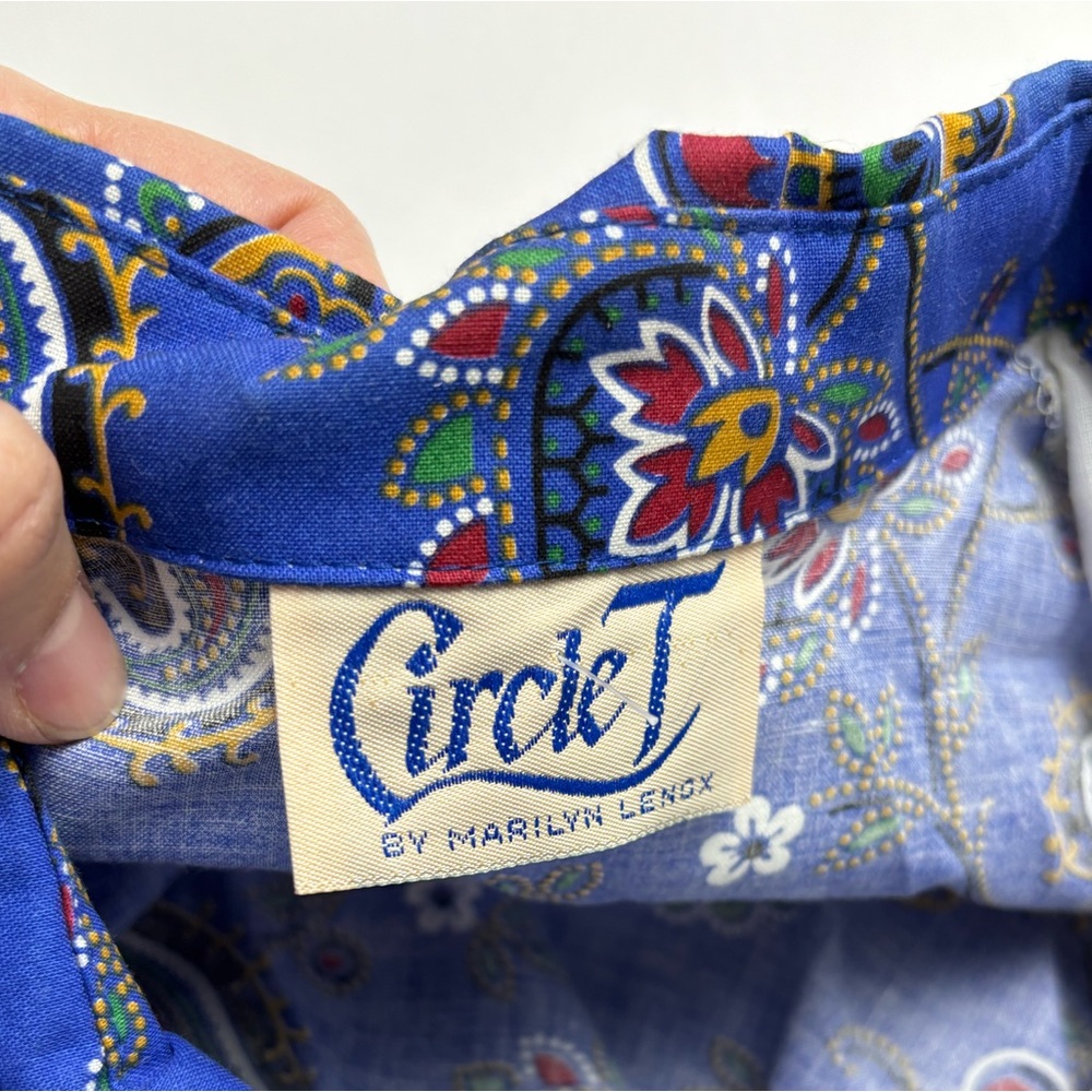 Circle T by Marilyn Lenox vintage blue paisley shirt - Picture 2 of 3